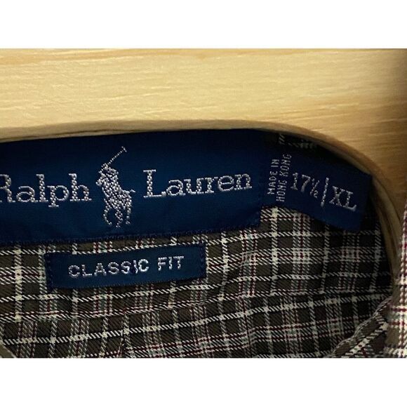 Ralph Lauren Classic Mens Shirt Sz XL Brown Plaid Long‎ Sleeve Button Down - Picture 4 of 4